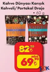 KAHVE DÜNYASI KARIŞIK KAHVELİ/PORTAKAL DRAJE 60 G fiyat ve kampanya bilgisi